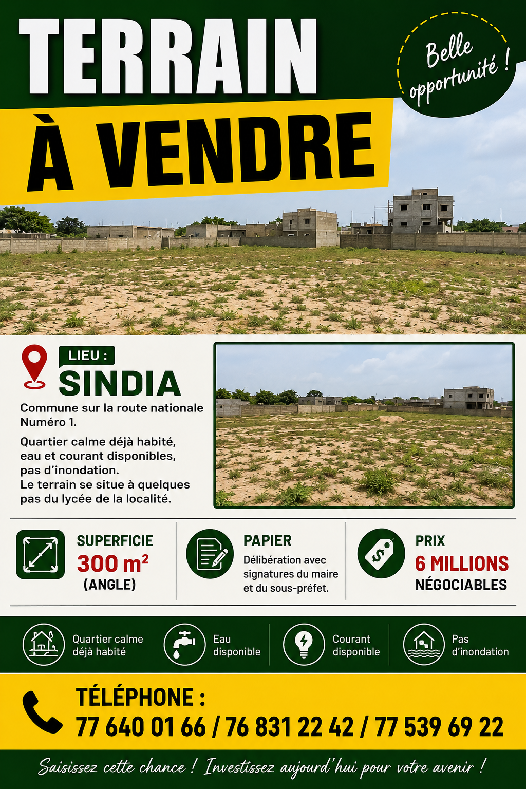 Terrains de 300m² à vendre à SINDIA
