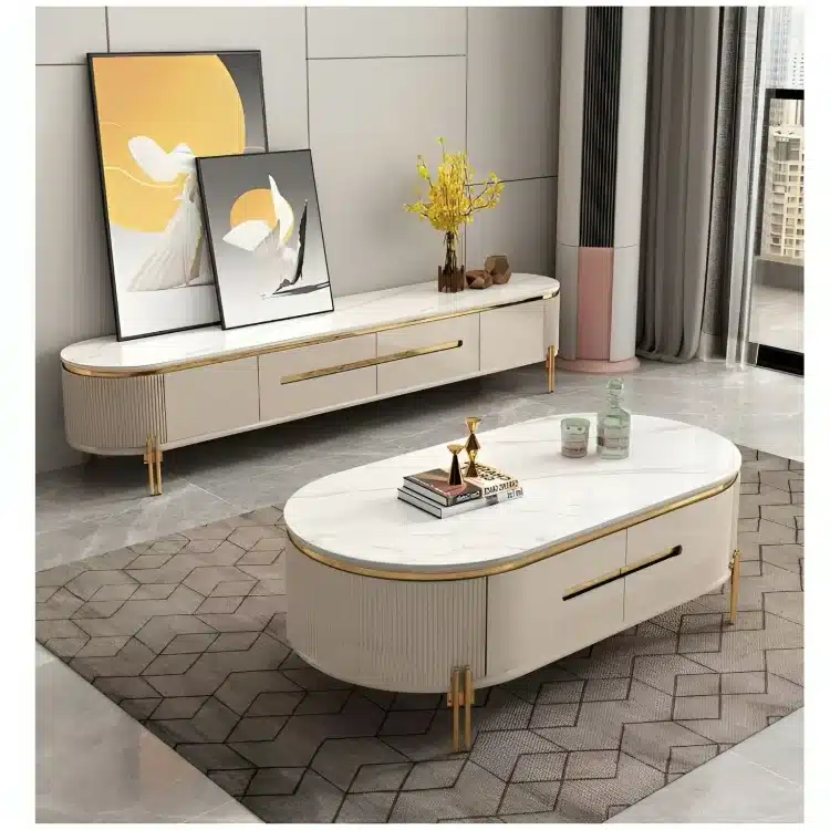 Ensemble Table 2 Pieces 6318 +¨Table tv 6318 blanc