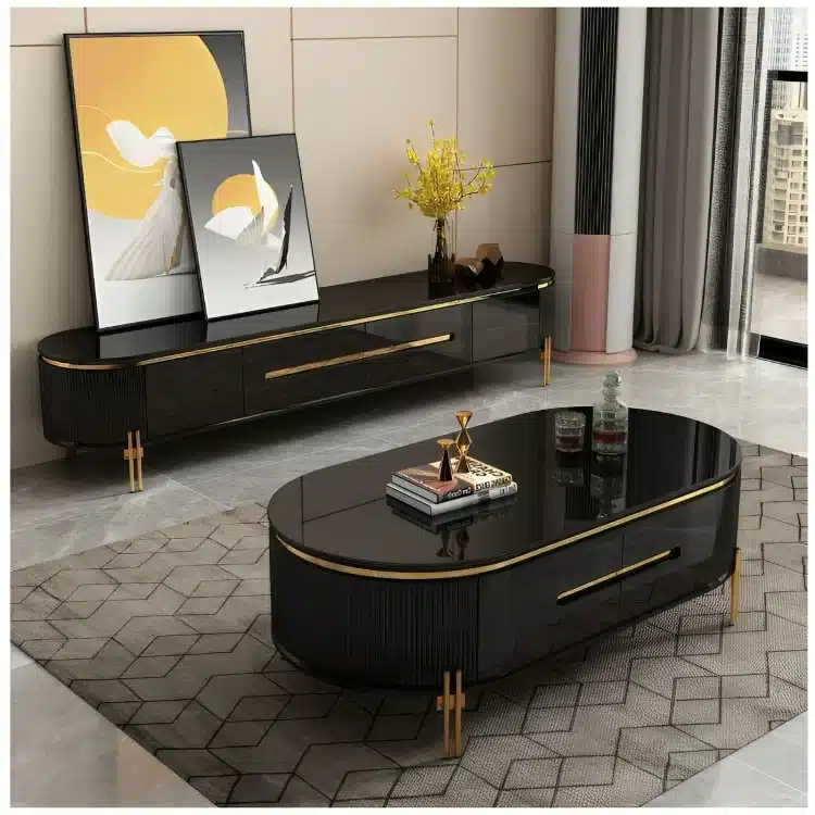 Ensemble Table 2 Pieces 6318 +¨Table tv 6318 noir